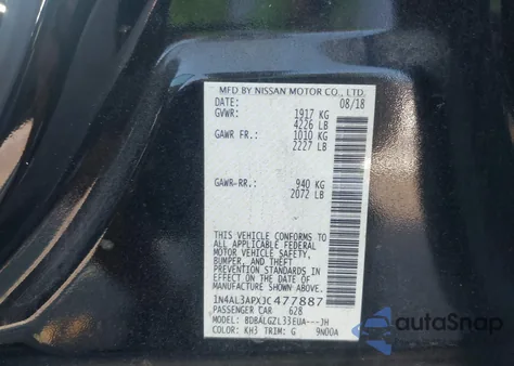 2018 Nissan Altima 2.5 S from USA, damaged, VIN 1N4AL3APXJC477887